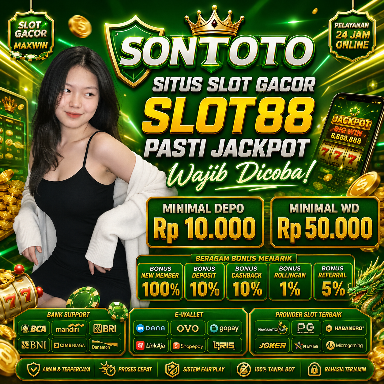 SONTOTO : Situs Slot Gacor SLOT88 Pasti Jackpot Wajib Dicoba